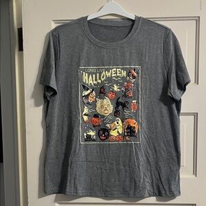 Gray Halloween Graphic T-Shirt